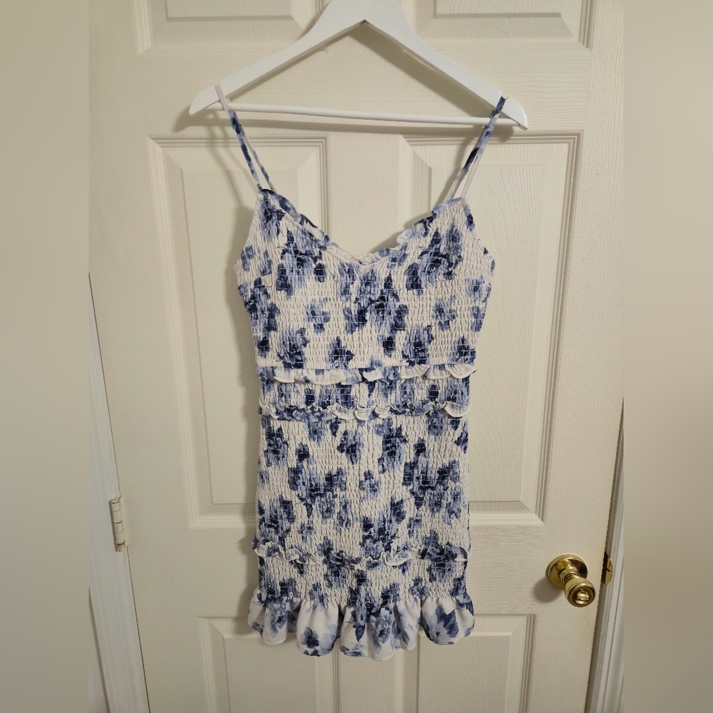 Abercrombie & Fitch Blue and White Floral Mini Dress Bodycon Size MP